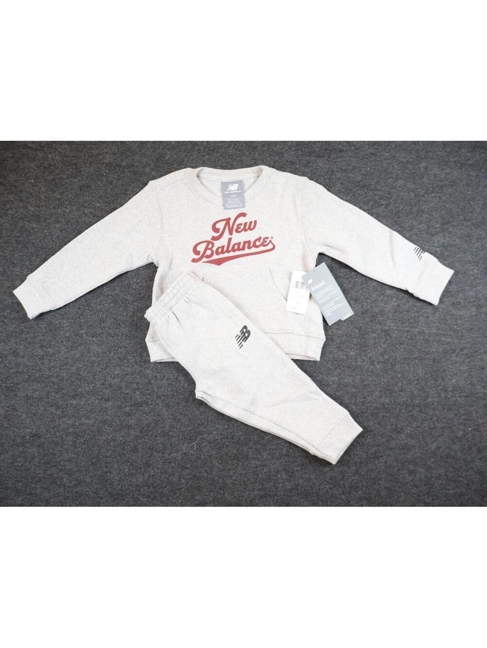 New Balance Boys 2PC Fleece Set 12 Month Gray Sweatshirt Jogger Pants Logo NWT